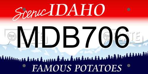 MDB706 Idaho License Plate