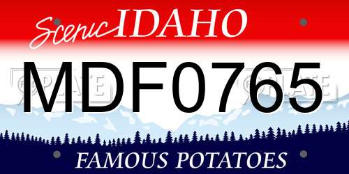MDF0765 Idaho License Plate