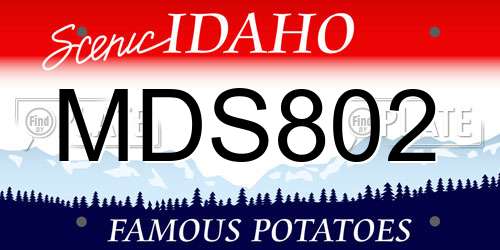 MDS802 Idaho License Plate