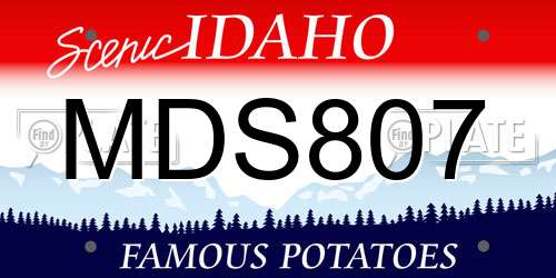 MDS807 Idaho License Plate