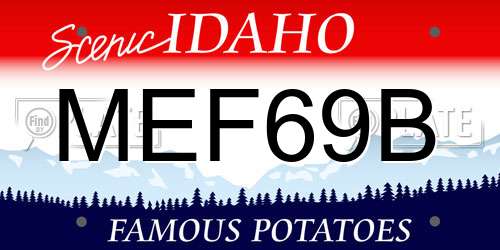 MEF69B Idaho License Plate