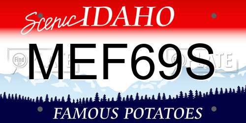 MEF69S Idaho License Plate