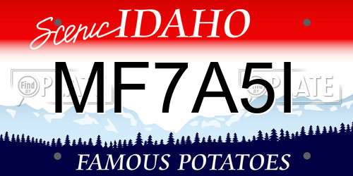 MF7A5I Idaho License Plate