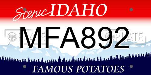 MFA892 Idaho License Plate
