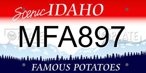 MFA897 Idaho License Plate