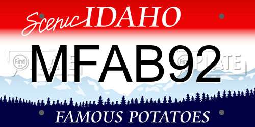 MFAB92 Idaho License Plate