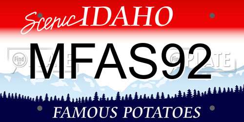 MFAS92 Idaho License Plate