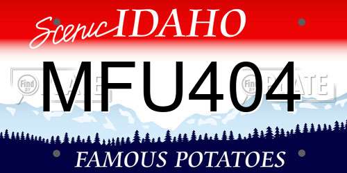 MFU404 Idaho License Plate