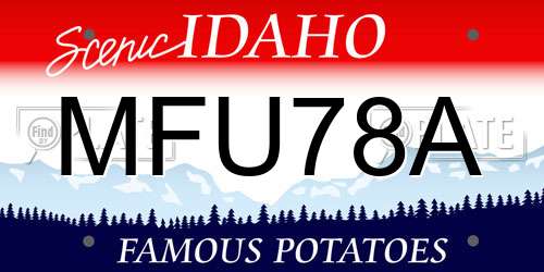 MFU78A Idaho License Plate