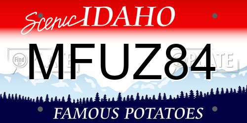 MFUZ84 Idaho License Plate