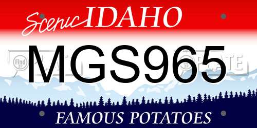 MGS965 Idaho License Plate