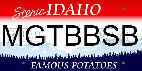 MGTBBSB Idaho License Plate