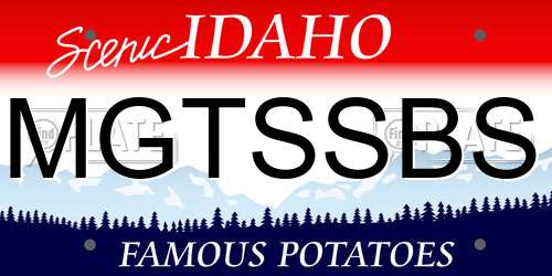 MGTSSBS Idaho License Plate