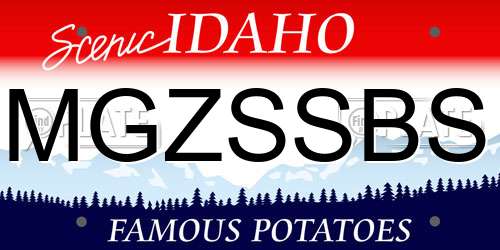MGZSSBS Idaho License Plate