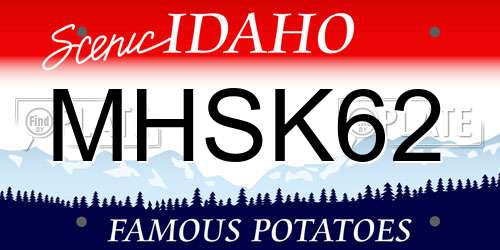 MHSK62 Idaho License Plate