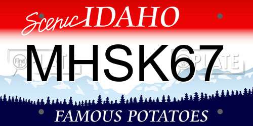 MHSK67 Idaho License Plate