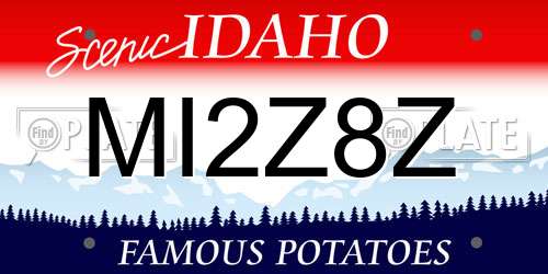 MI2Z8Z Idaho License Plate