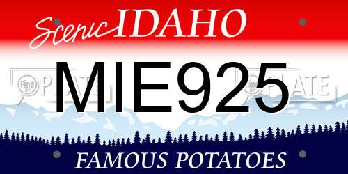 MIE925 Idaho License Plate
