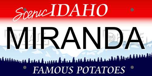 MIRANDA Idaho License Plate