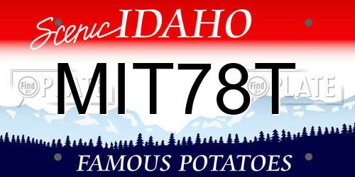 MIT78T Idaho License Plate