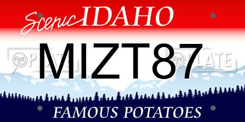 MIZT87 Idaho License Plate