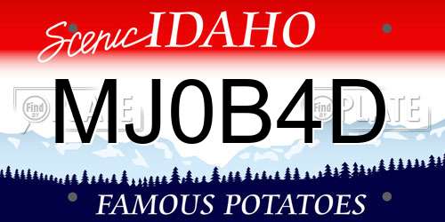 MJ0B4D Idaho License Plate