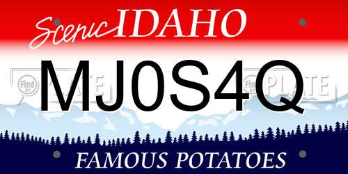 MJ0S4Q Idaho License Plate