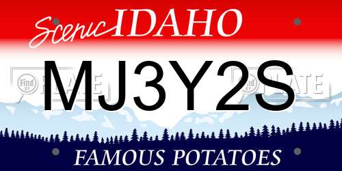 MJ3Y2S Idaho License Plate
