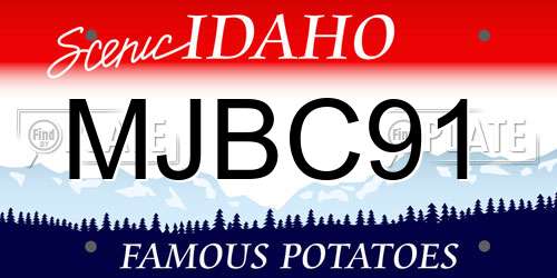 MJBC91 Idaho License Plate