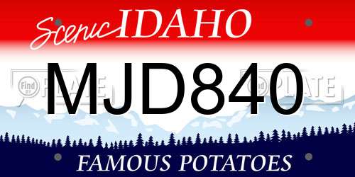 MJD840 Idaho License Plate