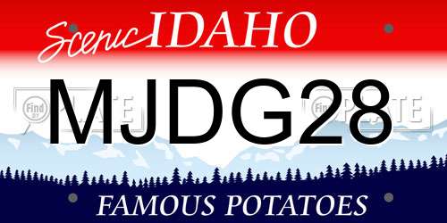 MJDG28 Idaho License Plate