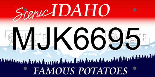 MJK6695 Idaho License Plate