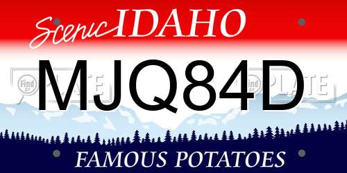 MJQ84D Idaho License Plate