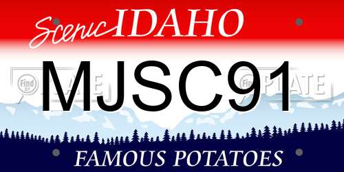 MJSC91 Idaho License Plate