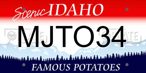 MJTO34 Idaho License Plate