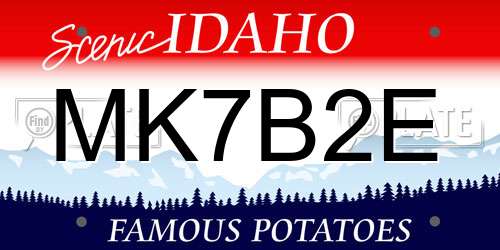 MK7B2E Idaho License Plate