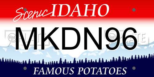 MKDN96 Idaho License Plate