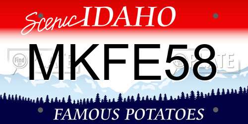 MKFE58 Idaho License Plate