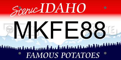 MKFE88 Idaho License Plate