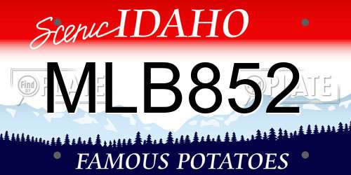 MLB852 Idaho License Plate