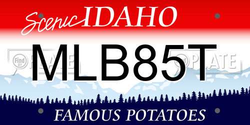 MLB85T Idaho License Plate