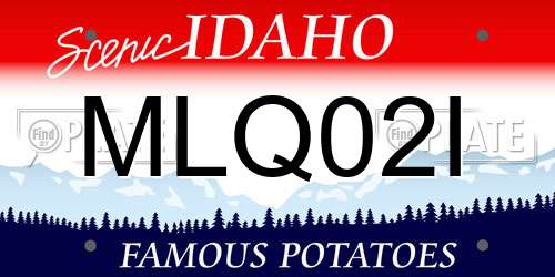 MLQ02I Idaho License Plate