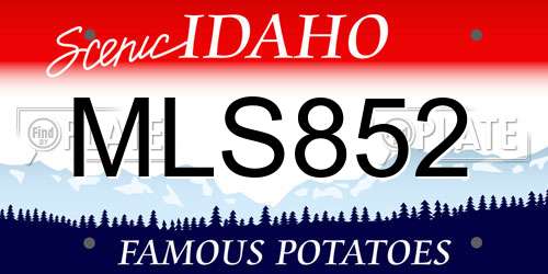 MLS852 Idaho License Plate