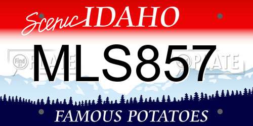 MLS857 Idaho License Plate