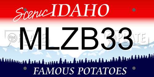 MLZB33 Idaho License Plate