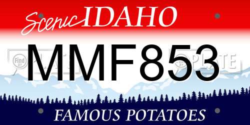 MMF853 Idaho License Plate