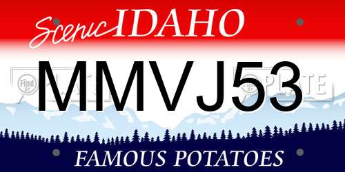 MMVJ53 Idaho License Plate