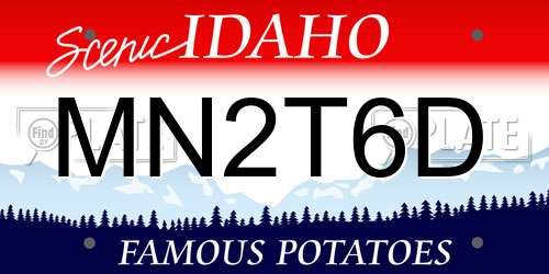 MN2T6D Idaho License Plate