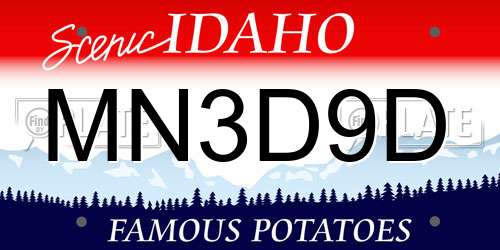 MN3D9D Idaho License Plate