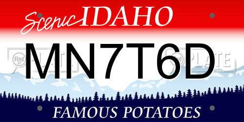 MN7T6D Idaho License Plate